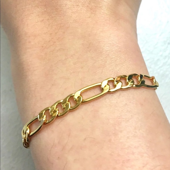 New 18K gold plated figaro bracelet. - Picture 3 of 3
